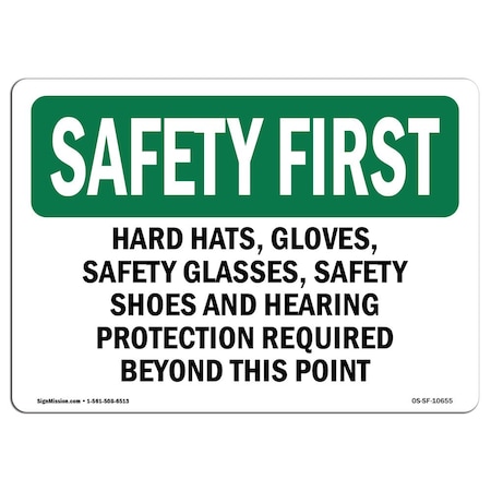 Signmission OSHA Sign, Hard Hats Glasses Steel Toe Boots, 5in X 3.5in Decal, 5" W, 3.5" H, Landscape OS-SF-D-35-L-10655